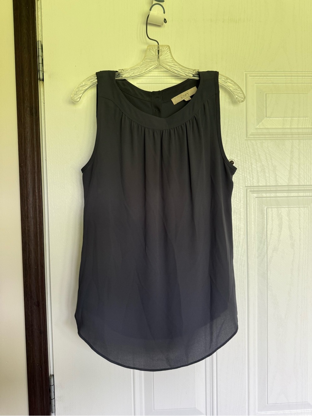 2 for $15 sale: Loft slate gray pullover dressy blouse pleated neckline - S